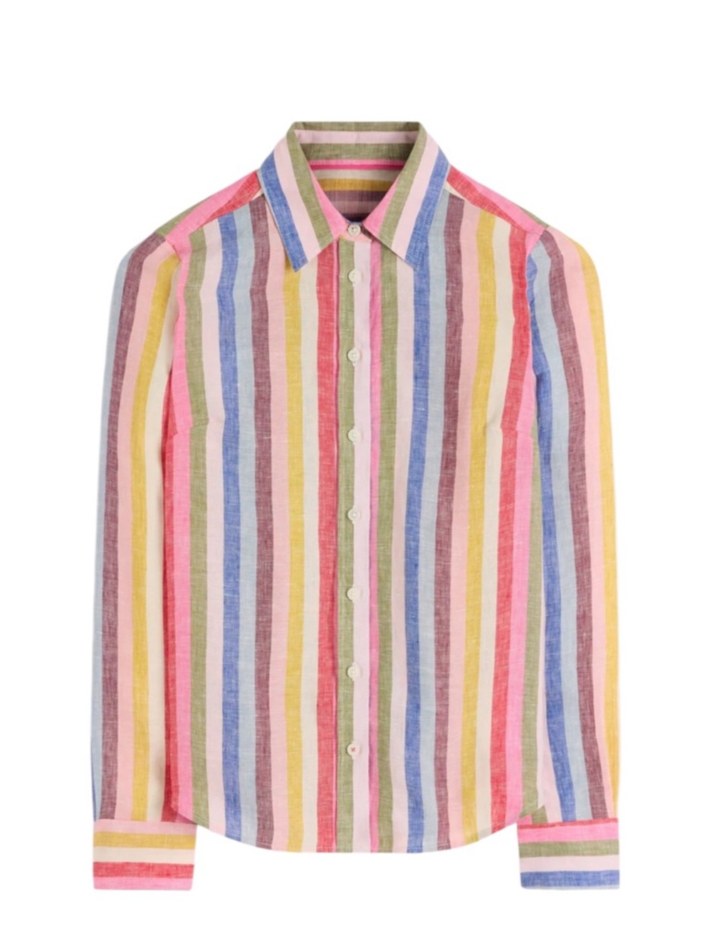 Boden Sienna Linen Shirt Pink Green Purple Multicolor 16-18R Striped Women’s